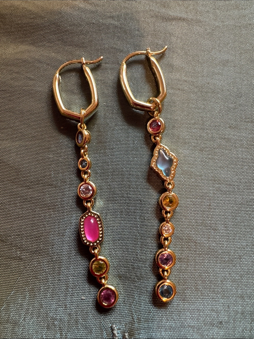 Kendra Scott Gold-Tone Linear Drop Earrings with Pink, Blue & Yellow Stones